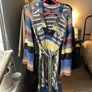 FREE PEOPLE KNIT DRESS PATCHWORK HIPPIE BOHO FESTIVAL - size XS
